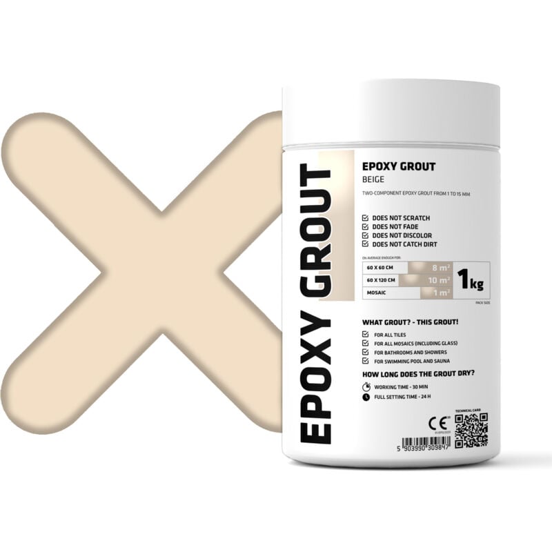 Mastic époxy bi-composant pour le remplissage des joints - Beige - 1 kg