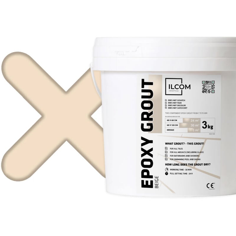 Mastic époxy bi-composant pour le remplissage des joints - Beige - 3 kg