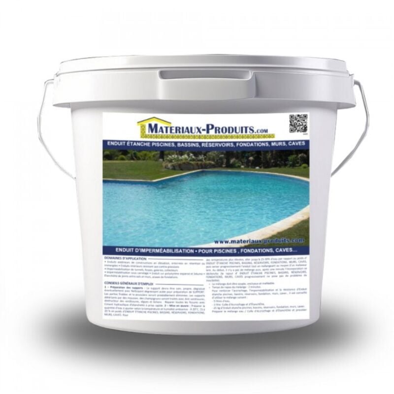 Enduit étanche piscines, bassins, réservoirs, fondations, murs, caves - 12.5 Kg Gris Matpro