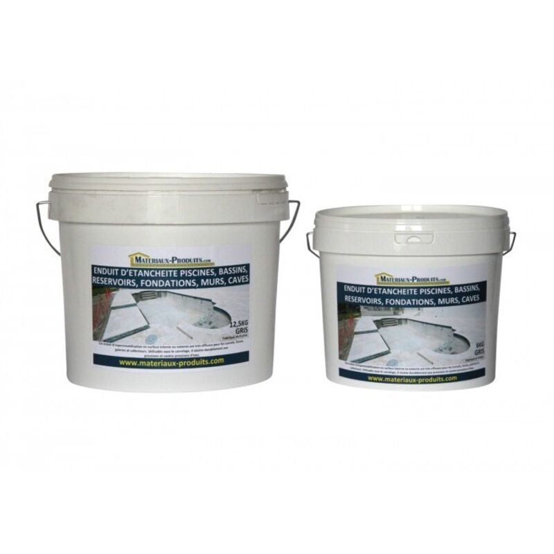 Enduit étanche piscines, bassins, réservoirs, fondations, murs, caves - 6 Kg Gris Matpro