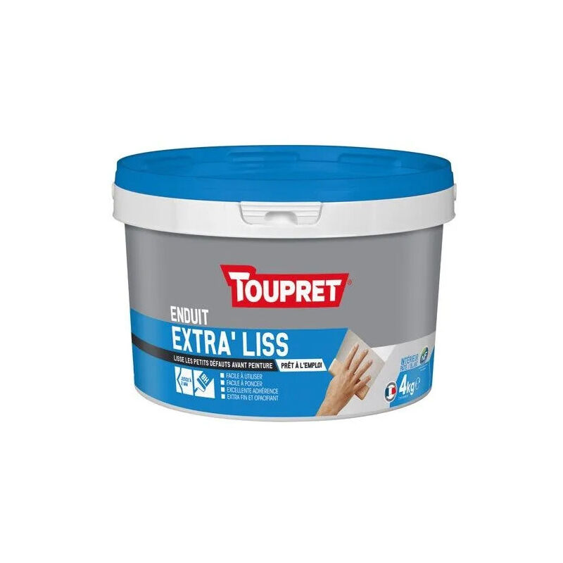 Enduit lissage extra fin pour finitions, utilisation intérieur, 4kg, blanc