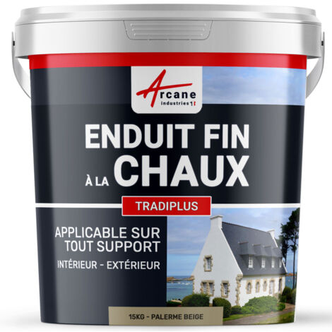 Enduit fin à la chaux décoration intérieure extérieur maison TRADIPLUS ARCANE INDUSTRIES Mykonos Blanc Pur - kit de 15 kg : jusqu'à 14 m²