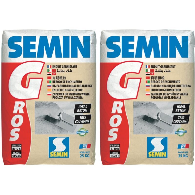 Semin - Enduit Garnissant g - Intérieur - Poudre - Sac 25 kg (lot de 2)