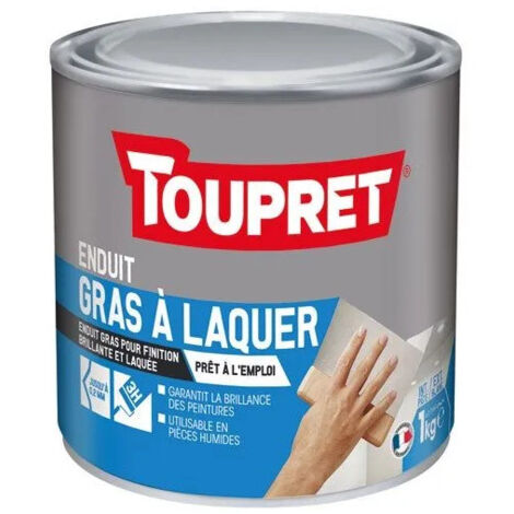 Enduit gras à laquer, pour intérieur et extérieur, pâte de 1kg, blanc TOUPRET