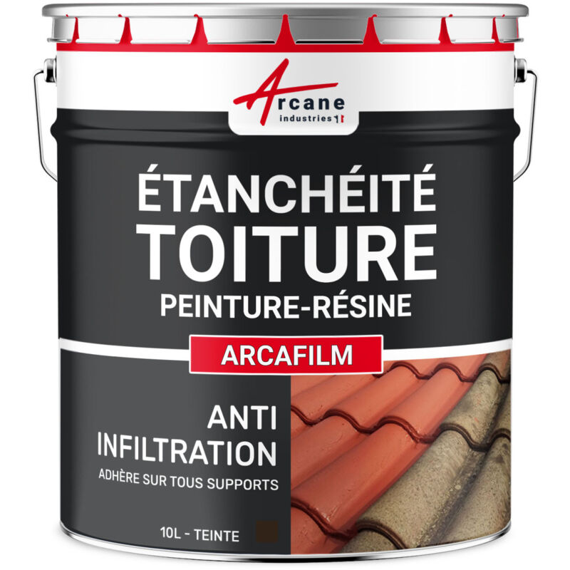 Arcane Industries - tanchéité Toiture : Peinture arcafilm - Résine Etanchéité pour Tuile 10 l Brun