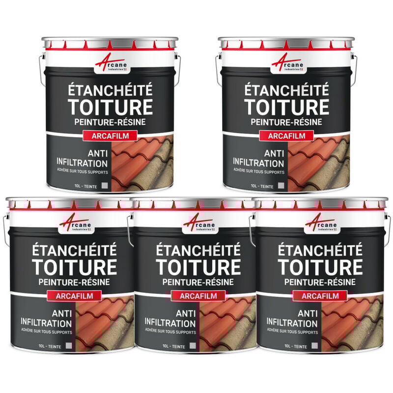 Tanchéité Toiture : Peinture arcafilm - Résine Etanchéité pour Tuile Arcane Industries Offre Spéciale : 5 x 10L Gris Arcane Industries
