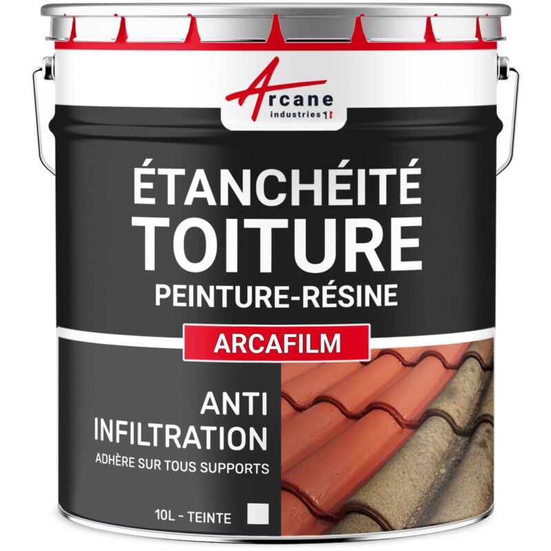 Arcane Industries - tanchéité Toiture : Peinture arcafilm - Résine Etanchéité pour Tuile 10 l Blanc