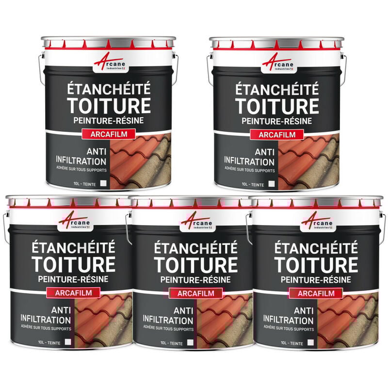 Tanchéité Toiture : Peinture arcafilm - Résine Etanchéité pour Tuile Arcane Industries Offre Spéciale : 5 x 10L Blanc Arcane Industries