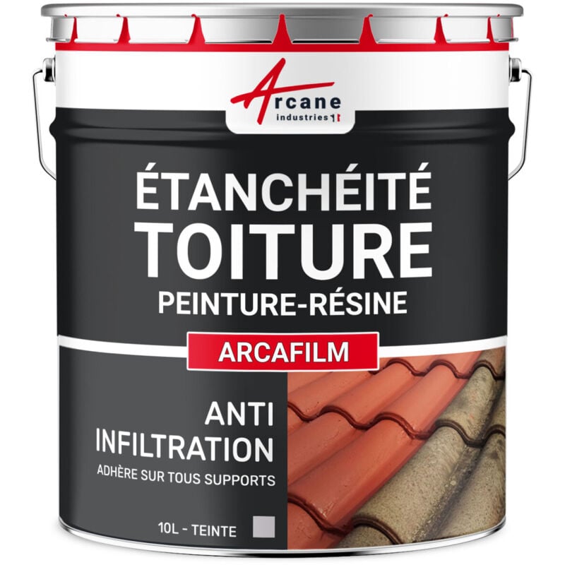 Arcane Industries - tanchéité Toiture : Peinture arcafilm - Résine Etanchéité pour Tuile 10 l Gris