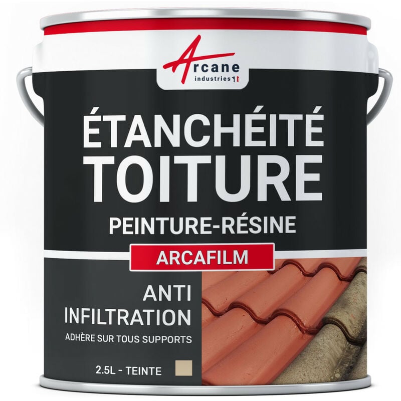 Arcane Industries - tanchéité Toiture : Peinture arcafilm - Résine Etanchéité pour Tuile 2.5 l Paille