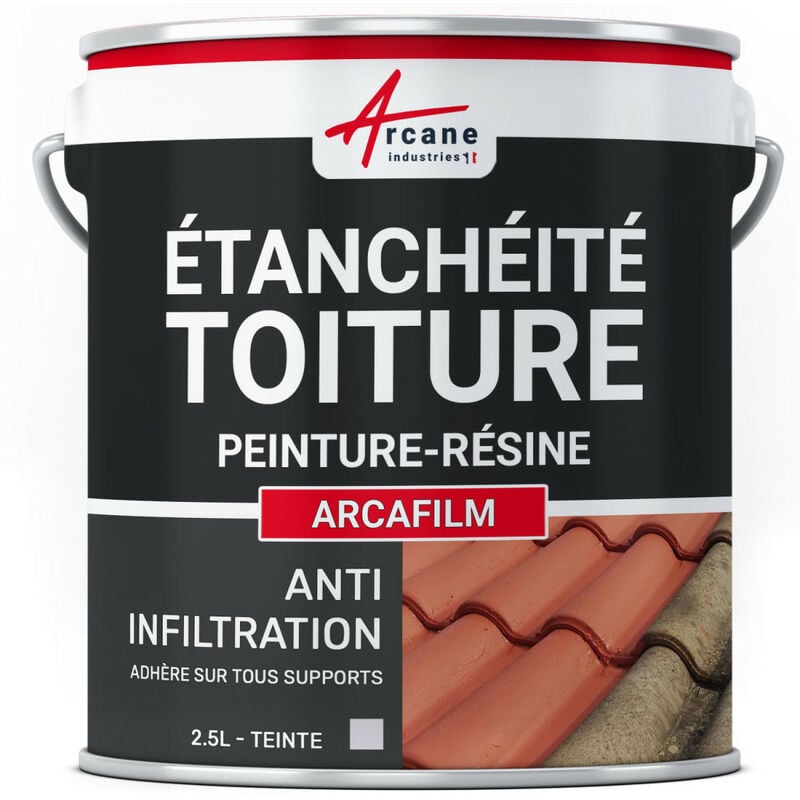 Arcane Industries - tanchéité Toiture : Peinture arcafilm - Résine Etanchéité pour Tuile 2.5 l Gris