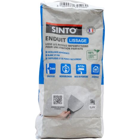 Sinto – Enduit de lissage intérieur poudre 5kg – Émissions A+ – Pour surfaces homogènes avant peinture – Application facile