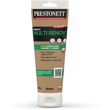 Enduit Lissage et Rebouchage 3 en 1 PRESTONETT MULTI RENOV en Pâte en Tube 330 G pour Intérieur et Extérieur PRESTONETT MULTI RENOV