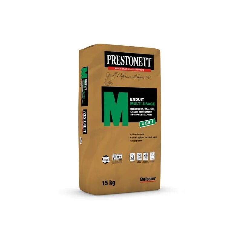 Prestonett - Enduit Lissage et Rebouchage 4 en 1 m Multi-Usage en Poudre en Sac 15 kg pour Intérieur