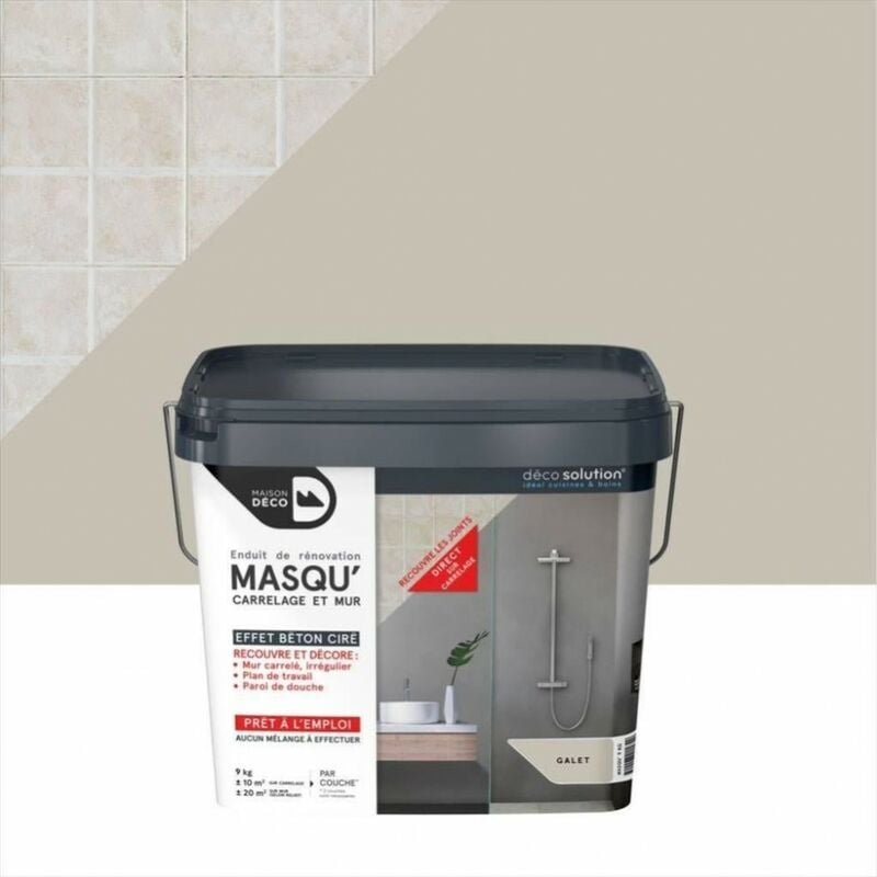 Maison Deco - Enduit Masqu'carrelage et mur Galet, 9 kg
