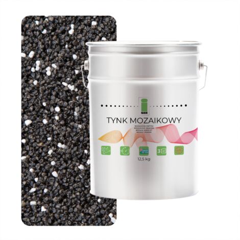 Enduit mosaïque en résine noire et blanche, classe 1, résistant au gel, 12,5 kg