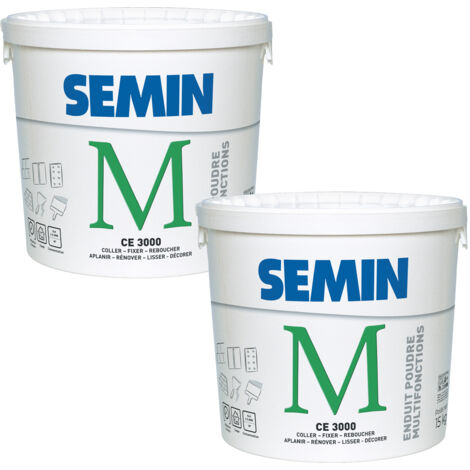 Enduit Multifonctions Semin - CE 3000 - pour Coller, Fixer, Reboucher, Aplanir, Lisser et Décorer - Prêt à l'emploi - Intérieur - Seau de 15 kg (lot de 2)
