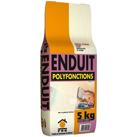 Enduit Polyfonctions Multi-Usage 5kg - Rebouchage, Lissage, Finition Intérieure - Application Facile et Séchage Rapide - Tous Supports