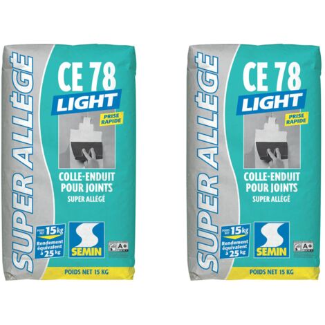 Enduit pour Joint Allégé - Semin - CE 78 Pate Light - Poudre - Sac de 15 kg (lot de 2)