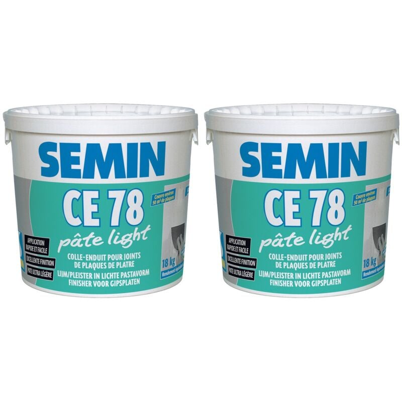 Enduit pour Joint Allégé Semin ce 78 Pate Light - Prêt à l'Emploi - Seau de 18 kg (lot de 2)