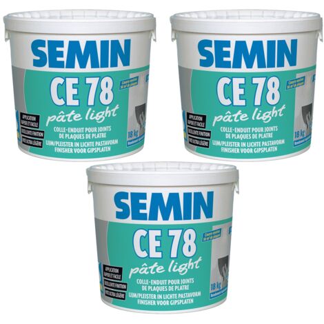 Enduit pour Joint Allégé - Semin - CE 78 Pate Light - Prêt à l'Emploi - Seau de 18 kg (lot de 3)