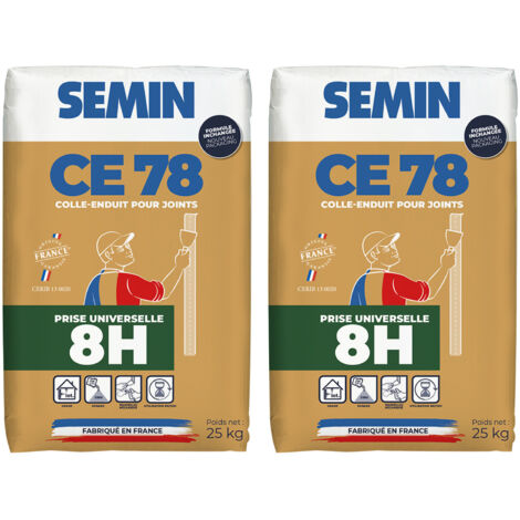 Enduit pour Joints de Plaques de Plâtre Semin - CE 78 Universelle - 8 Heures - Sac de 25 kg (Lot de 2)