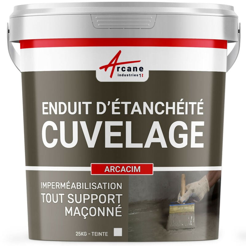 Arcane Industries - Enduit d'Etanchéité Hydrofuge - Enduit de Cuvelage pour béton, support maçonné arcacim - 25 kg Blanc