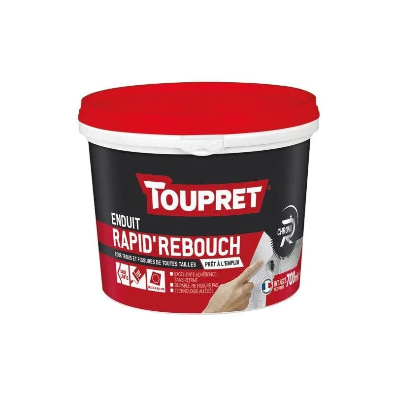 Enduit rebouchage pate rapide gris pour intérieur extérieur - Toupret
