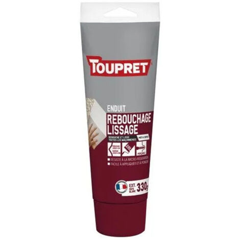 TOUPRET - Enduit rebouchage lissage extérieur pâte 330g blanc