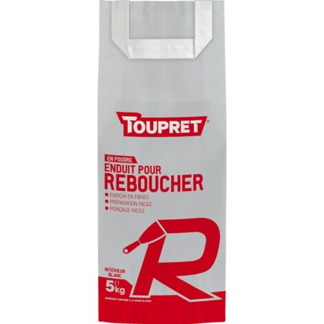 Enduit rebouchage intérieur en poudre 5kg blanc, TOUPRET