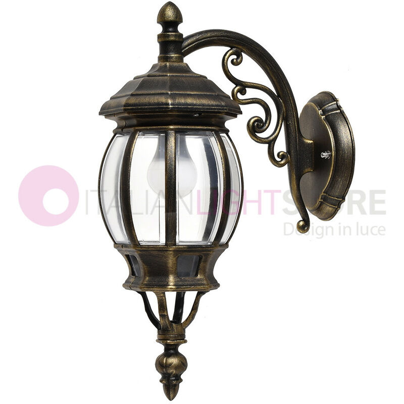 Image of Enea Applique Lanterna a Parete in Alluminio Applique per Esterno Classica nero-oro gardenlight