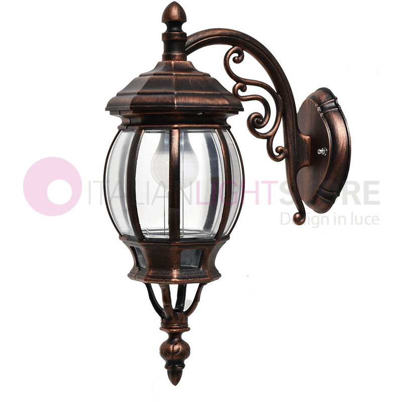 Image of Enea Applique Lanterna a Parete in Alluminio Applique per Esterno Classica nero-rame gardenlight