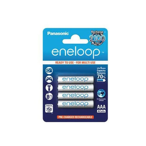 eneloop Panasonic 750mAh AAA - Batterie rechargeable - Hybrides nickel-métal (NiMH) - 1,2 V - 4 pièce(s) - 750 mAh - Ampoule (BK-4MCCE/4BE)