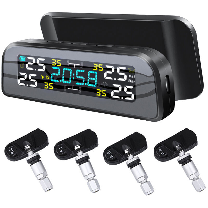 

Energia solar Sistema de monitoreo de presion de llantas Reloj de alarma de presion de llantas de automovil Detector de presion de llantas Monitoreo