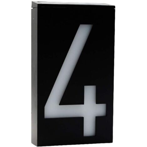 Énergie Solaire LED Lumière Signe Maison Hôtel Porte Adresse Plaque Numéro Chiffres Plaque Lampe Extérieur Maison (Nombre 4)
