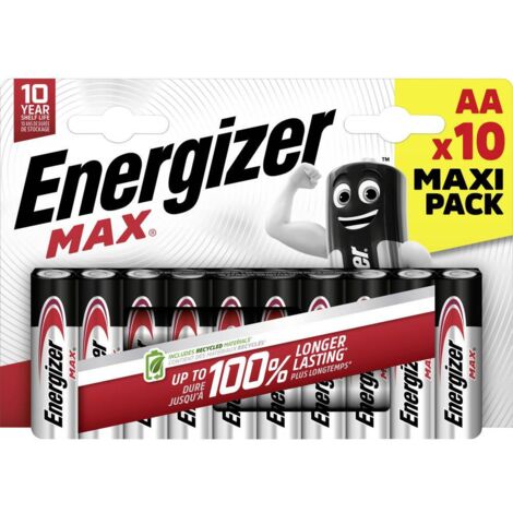 Energizer Batterie Alcaline AA Max - 10 Pile Ministilo - Lunga Durata