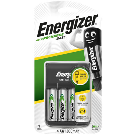 ENERGIZER Cargador base USB para 4 pilas AA/AAA + 4 pilas AA