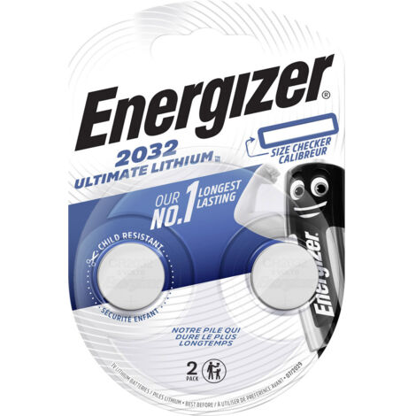 Energizer Knopfzelle CR 2032 Ultimate Lithium, 3 V, 2er Pack Knopfzellen