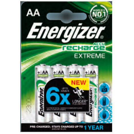 Energizer – Pile rechargeable NiMH LR6 (AA) 2300 mAh 1.2 V – Pack de 4 – Performance optimale pour appareils gourmands en énergie - W209371