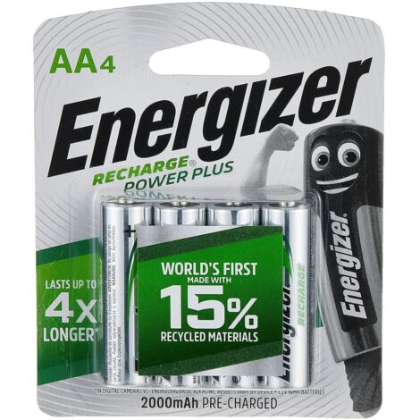 Energizer Power Plus AA NiMH Rechargeable Battery (HR06 / 1.2V / 2000mAh) - Pack of 4