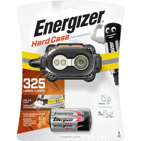 Energizer Profesional - Frontal hardcase para uso profesional, 326 lúmenes, 101 m alcance, 36 h duración, resistencia caída 7 m y funciona con 3 pilas AA [Clase de eficiencia energética A]