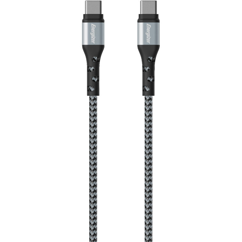 Câble métal / nylon tressé - USB-C/USB-C - 2m - silver Energizer