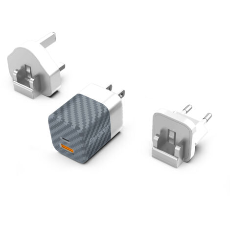 Energizer Ultimate – Multiplug EU/UK/US GaN USB-C & USB-A 38W PD + QC3.0 Wandladegerät (Silber)