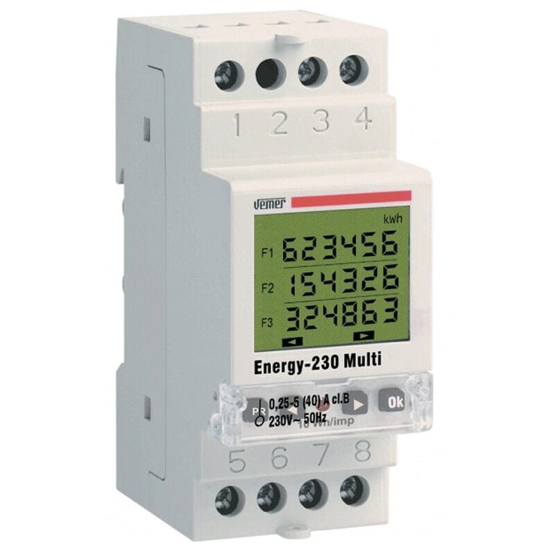 Compteur d'énergie Vemer 3 tranches horaires 40A 2 modules VE429700