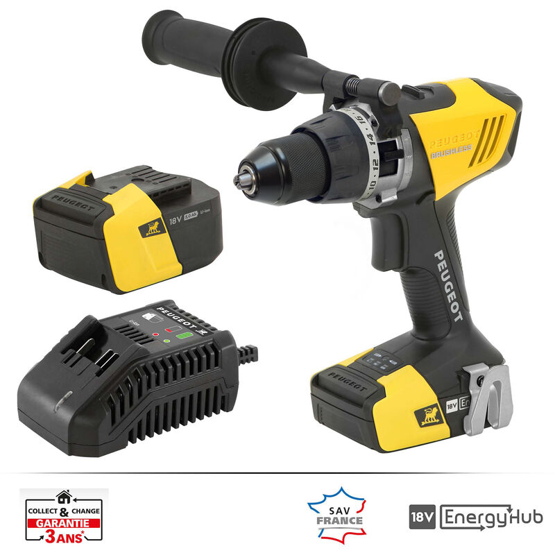 EnergyDrill-18VPBL2 - Perceuse brushless à percussion 18V 85N.m + 2 batteries 2,0 et 5,0Ah - Garantie 3 ans , sav++ Collect & Change