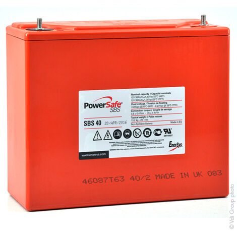 Enersys - Batterie plomb pur Powersafe SBS40 12V 38Ah M6-V
