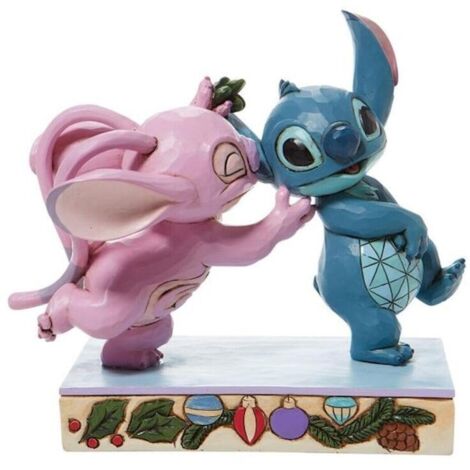 ENESCO, Figura decorativa Stitch y Angel con muérdago de Disney