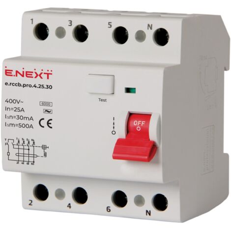 E.NEXT p003018 PRO 4P 25A 30mA 6kA RCD TYPE CA