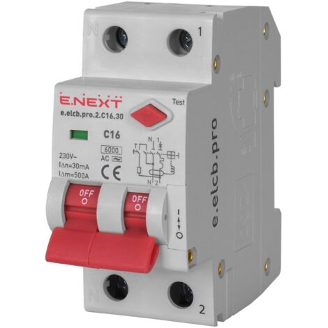 E.NEXT p0620002 Interruttore differenziale con modulo PRO 2P C 16A 30mA 6kA TIPO AC