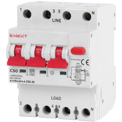 E.NEXT p0720019 Interruttore differenziale con modulo PRO 4P C 50A 30mA 6kA TIPO A